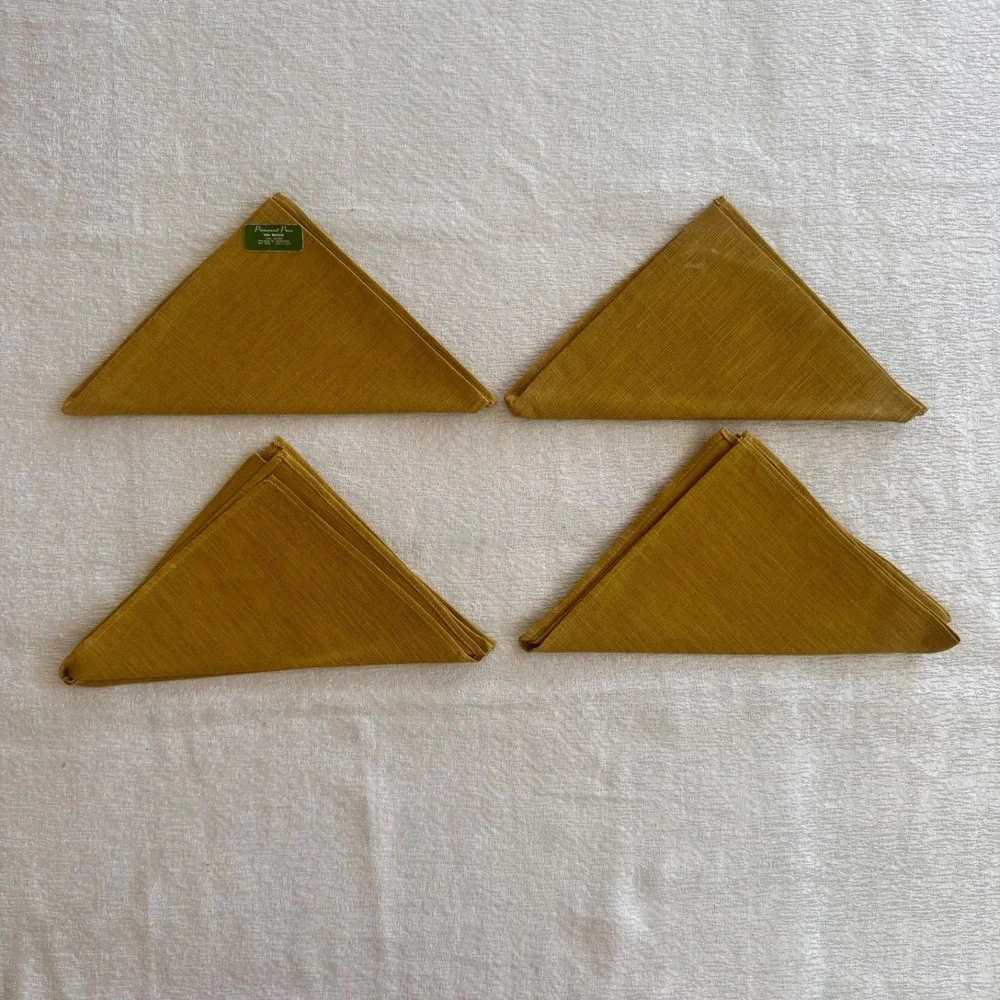 8pc‎ Vintage Japanese MCM Woven Placemats Napkins Set 4 Mustard Gold